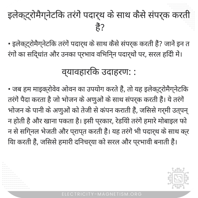 इलेक्ट्रोमैग्नेटिक तरंगें पदार्थ के साथ कैसे संपर्क करती हैं?