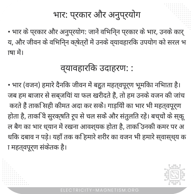 भार: प्रकार और अनुप्रयोग