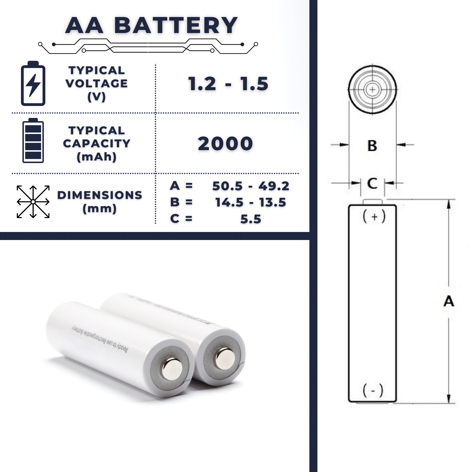 Batería AA litio 1Hora 1.5 V