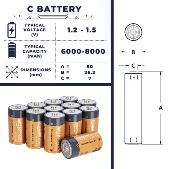 C battery - size, weight, applications