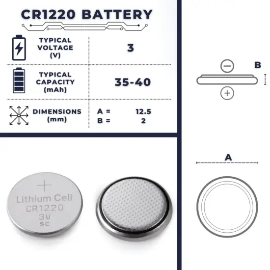 CR1220 battery - size, voltage, capacity