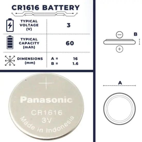 CR1616 battery - size, voltage, capacity