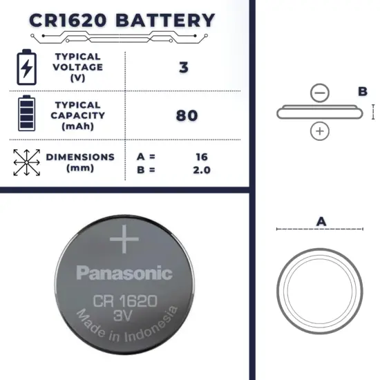 CR1620 battery - size, voltage, capacity