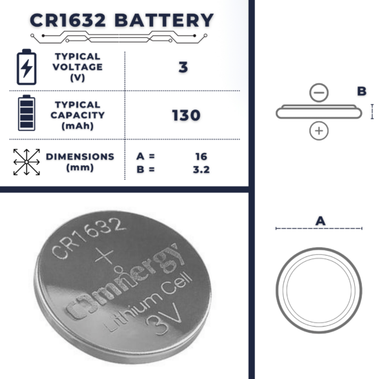CR1632 battery - size, voltage, capacity