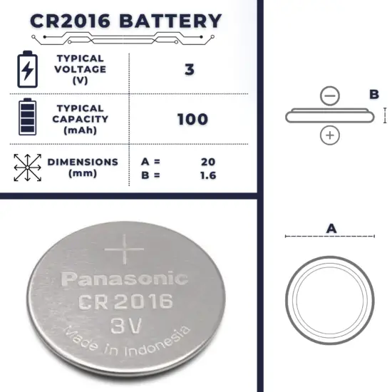 CR2016 battery - size, voltage, capacity