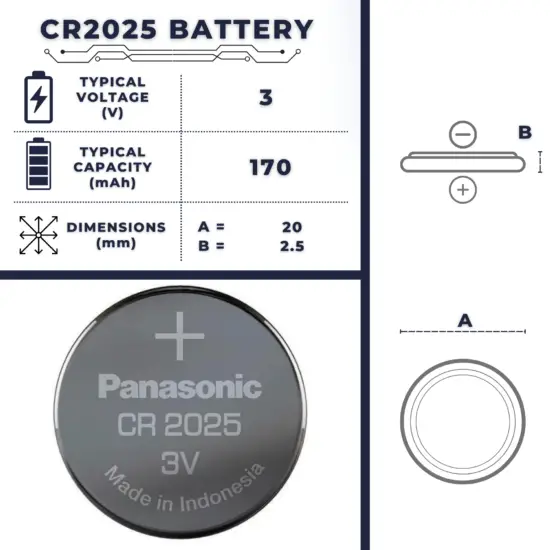 CR2025 battery - size, voltage, capacity