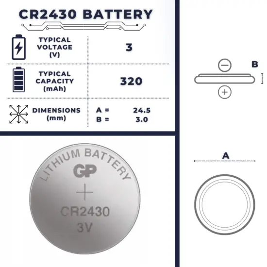 CR2430 battery - size, voltage, capacity