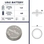 LR41 배터리 | 크기, 전압, 용량, 장점 및 용도