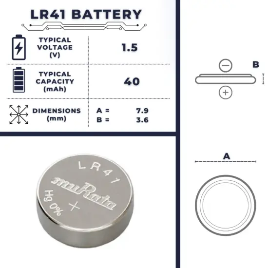 LR41 battery - size, voltage, capacity