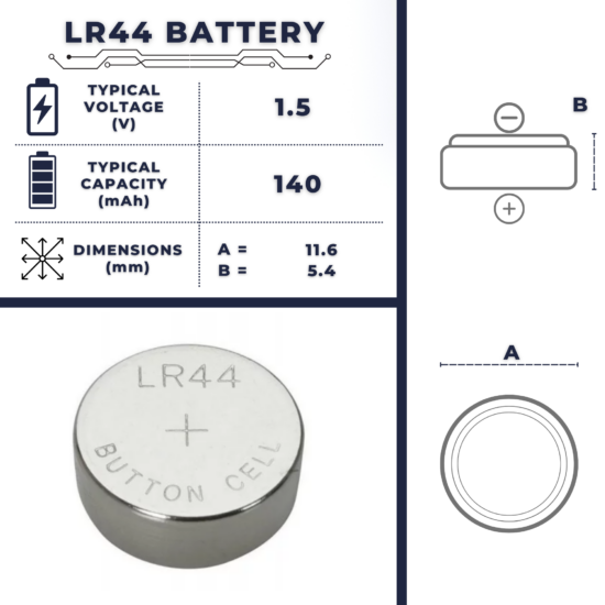 LR44 battery - size, voltage, capacity