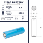 Batterie 21700 | Lithium-ion | Taille, tension, capacité, avantage et utilisations
