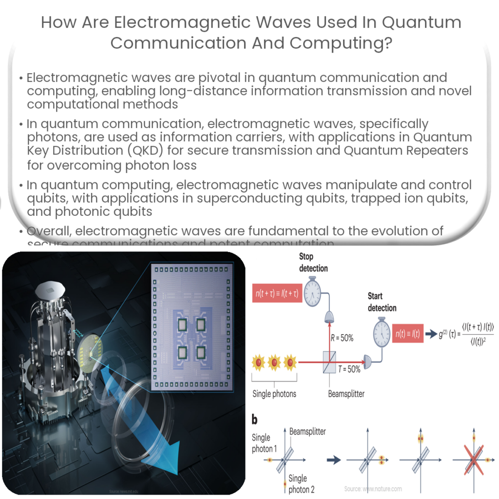 How are electromagnetic waves used in quantum communication and computing?