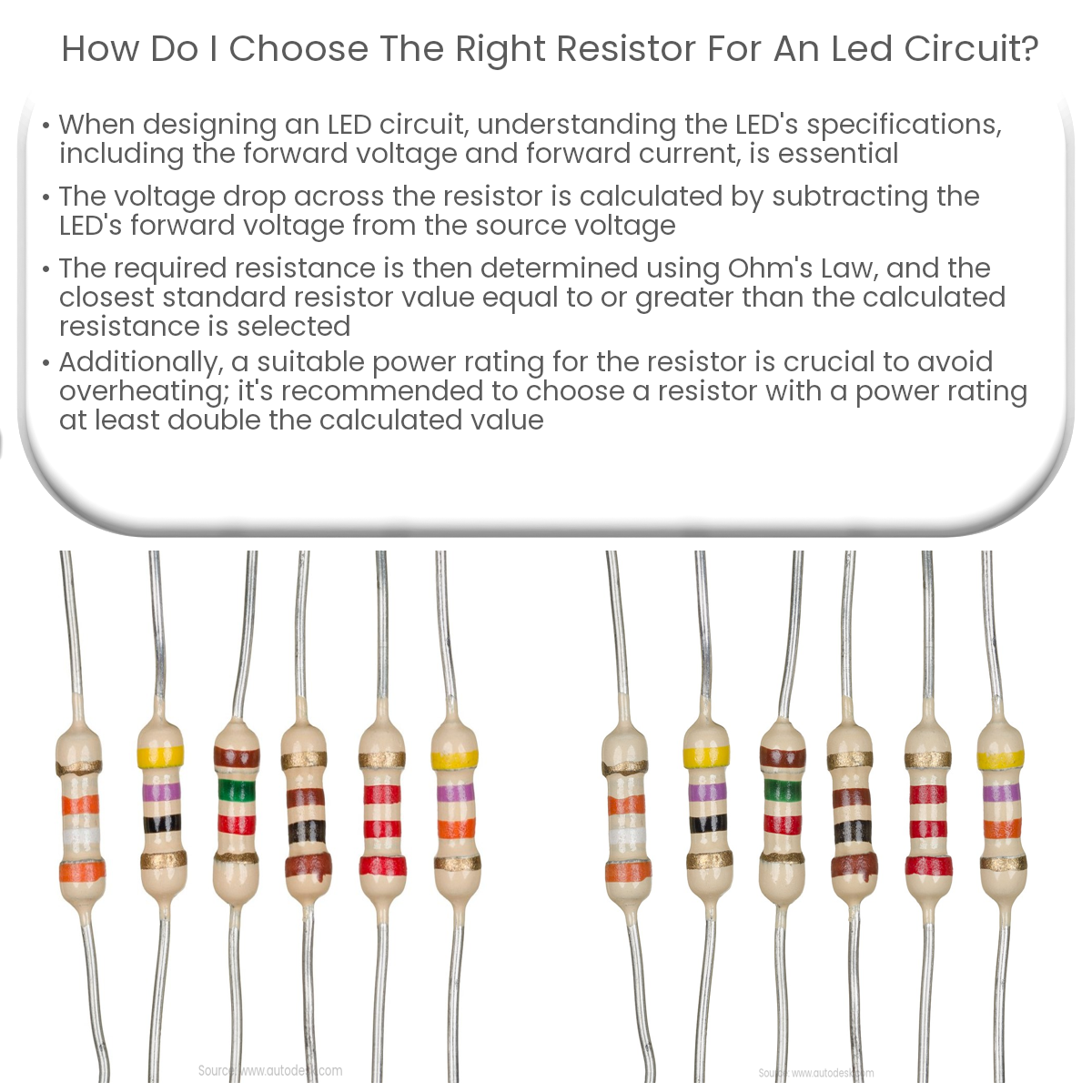 How do I choose the right resistor for an LED circuit?
