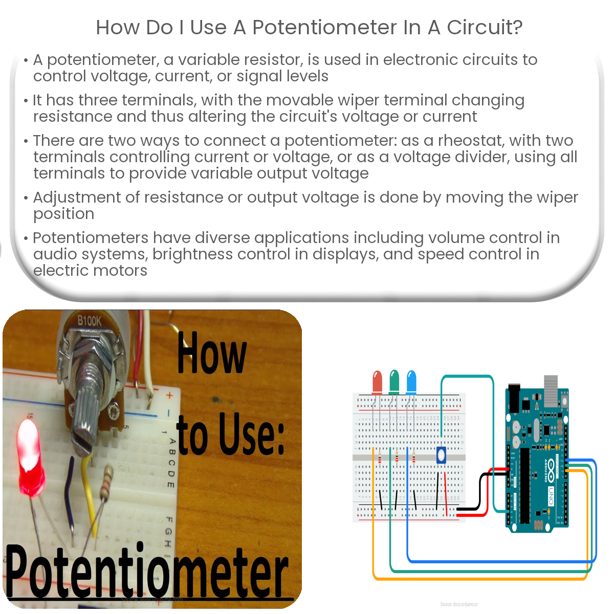 How do I use a potentiometer in a circuit Circuit Diagram