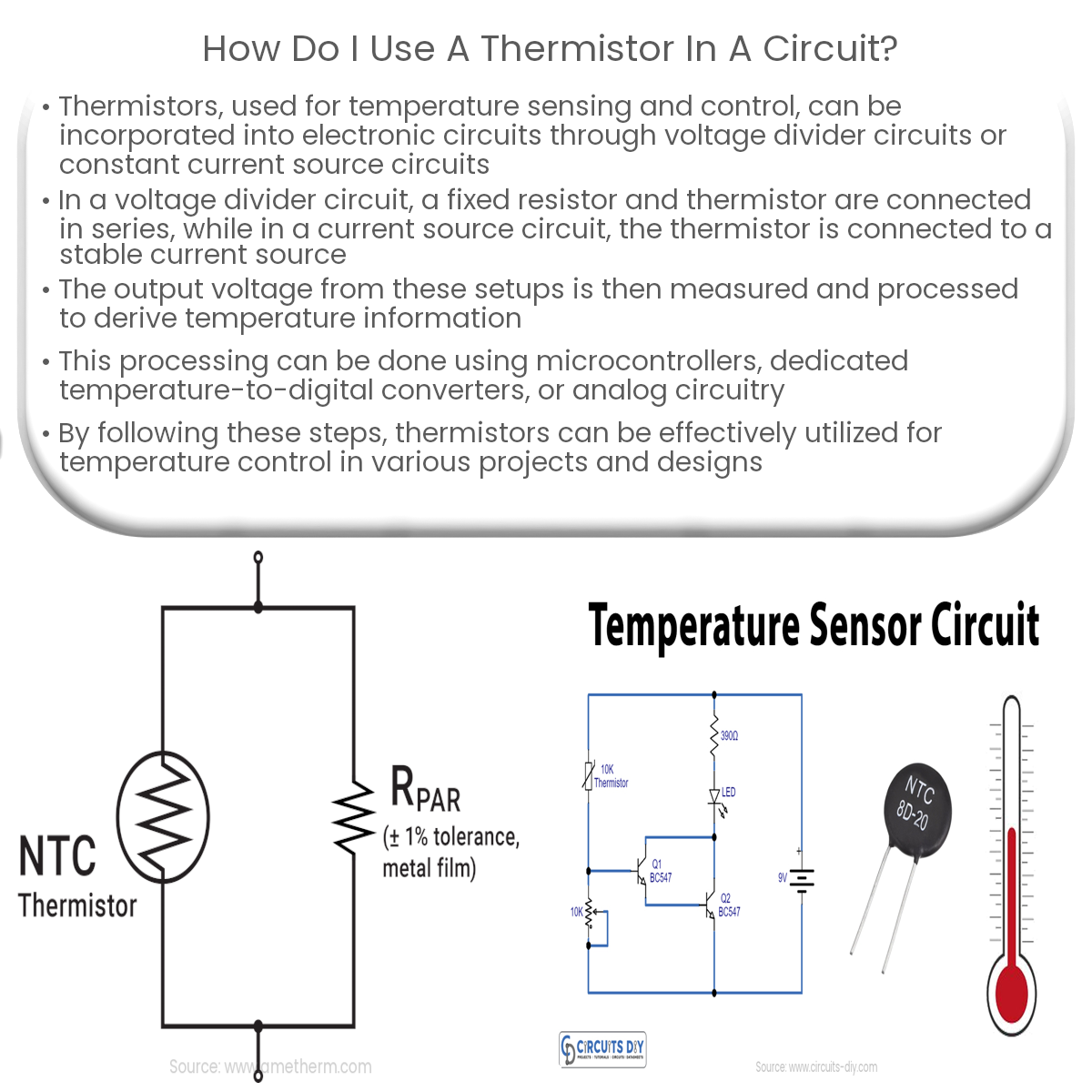 How do I use a thermistor in a circuit Electricity Magnetism Circuit Diagram