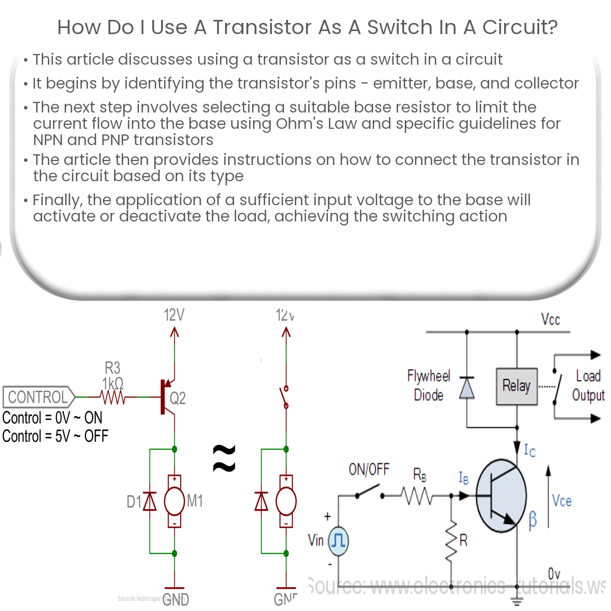 How do I use a transistor as a switch in a circuit?