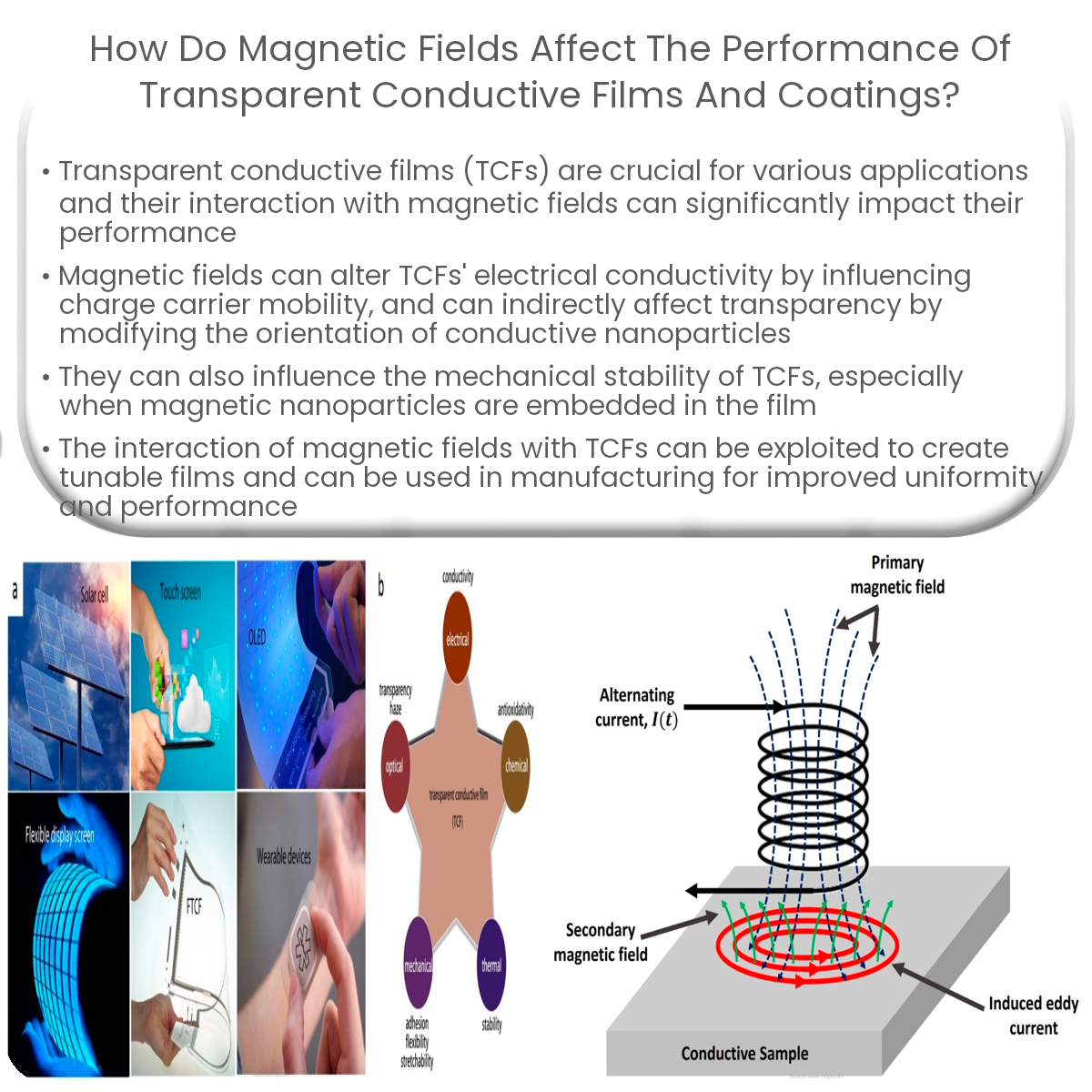 How do magnetic fields affect the performance of transparent conductive films and coatings?