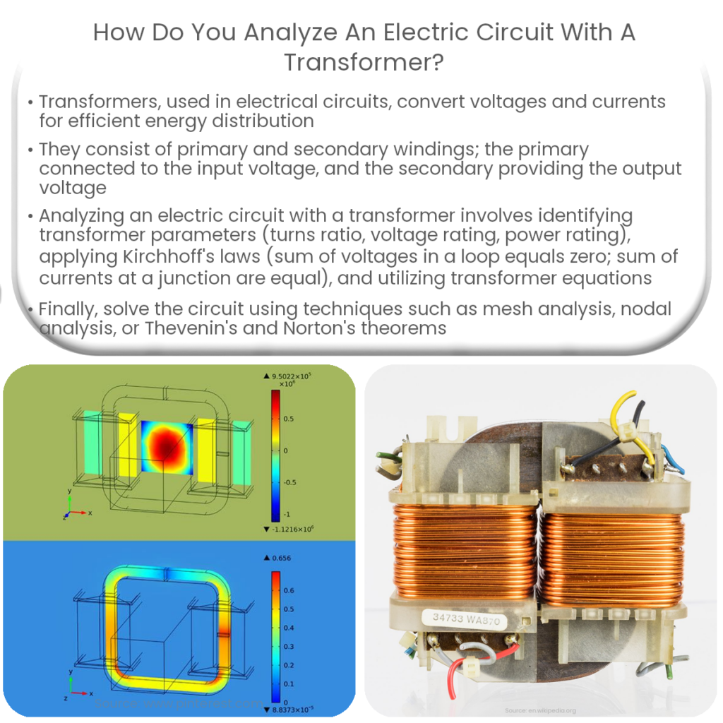 How do you analyze an electric circuit with a transformer?