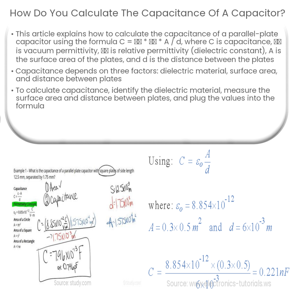 How do you calculate the capacitance of a capacitor?