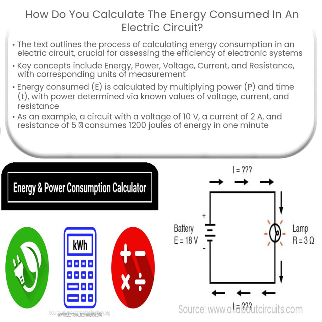 How do you calculate the energy consumed in an electric circuit?