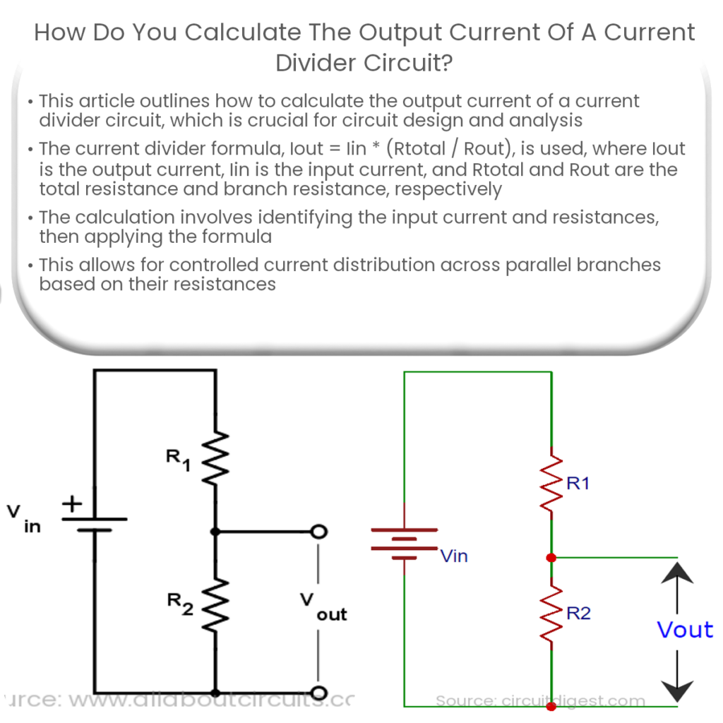 How do you calculate the output current of a current divider circuit?
