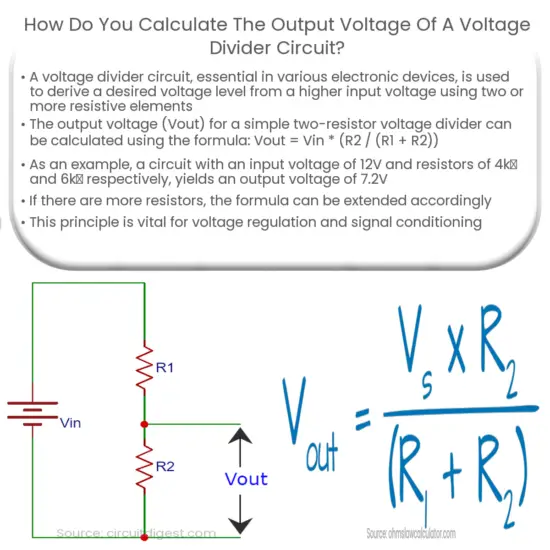 How do you calculate the output voltage of a voltage divider?