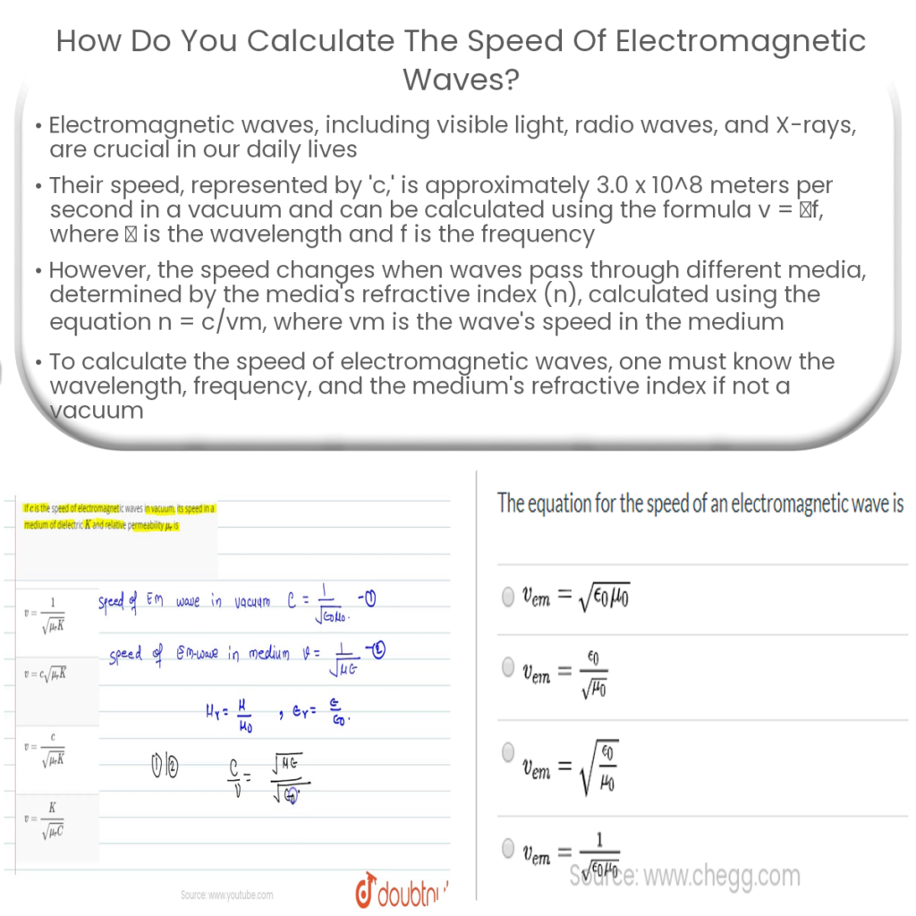 How do you calculate the speed of electromagnetic waves?