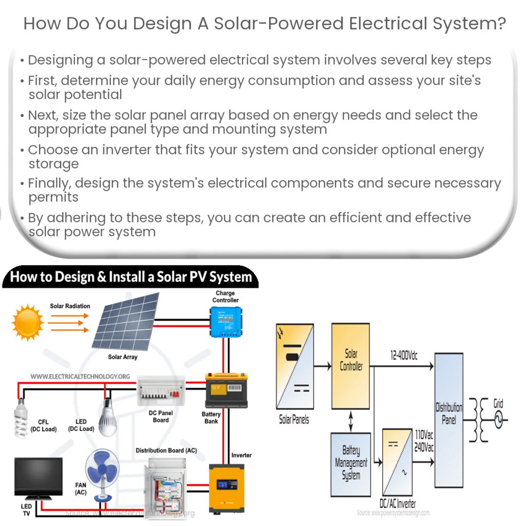 How do you design a solar-powered electrical system?