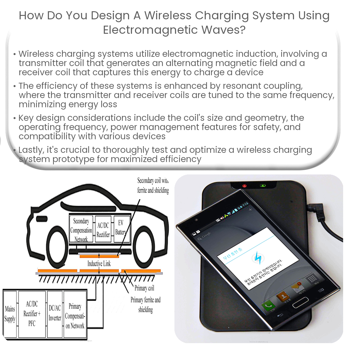 How do you design a wireless charging system using waves?