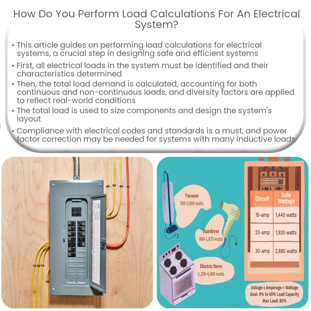How do you perform load calculations for an electrical system?
