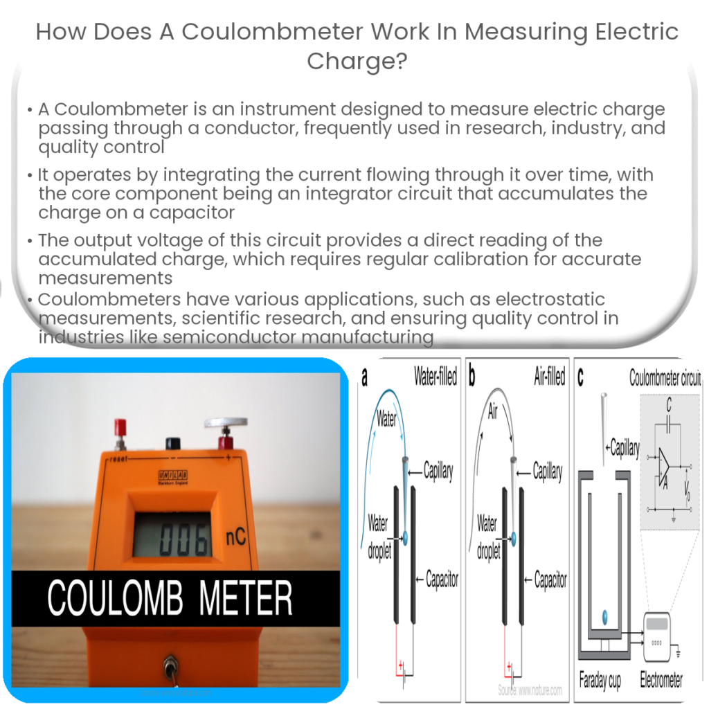 How does a Coulombmeter work in measuring electric charge?
