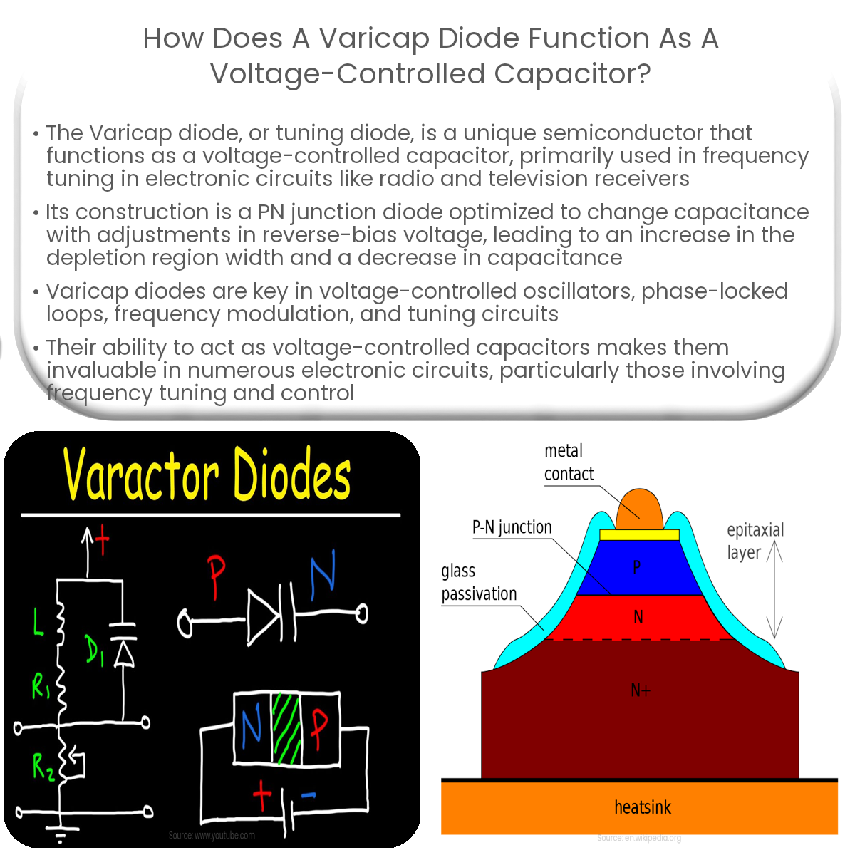 How does a Varicap diode function as a voltage-controlled capacitor?