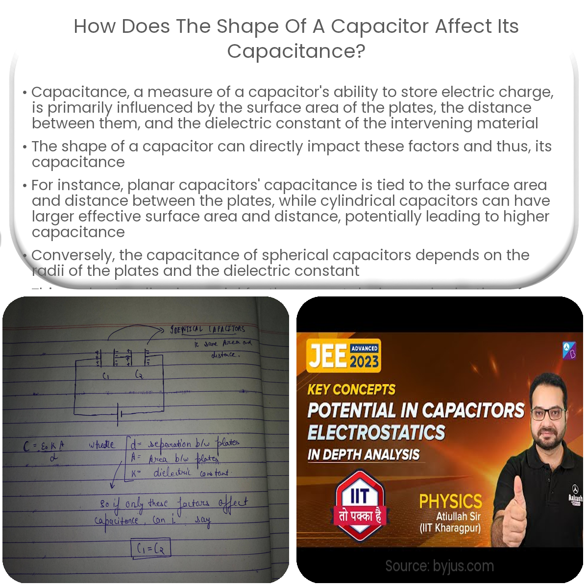 How does the shape of a capacitor affect its capacitance?