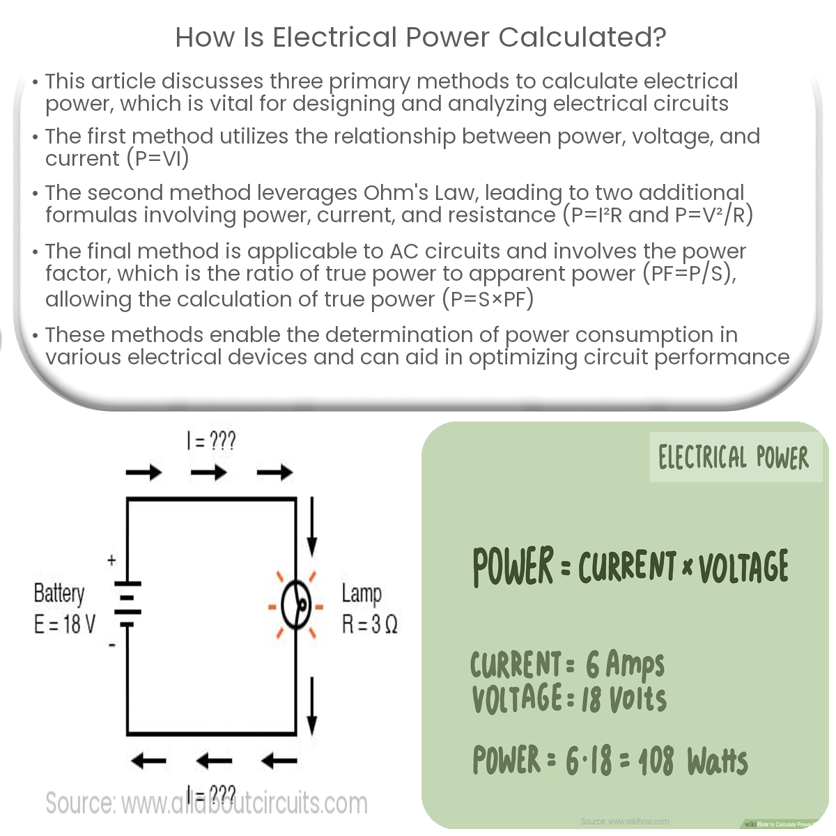¿Cómo se calcula la potencia eléctrica?