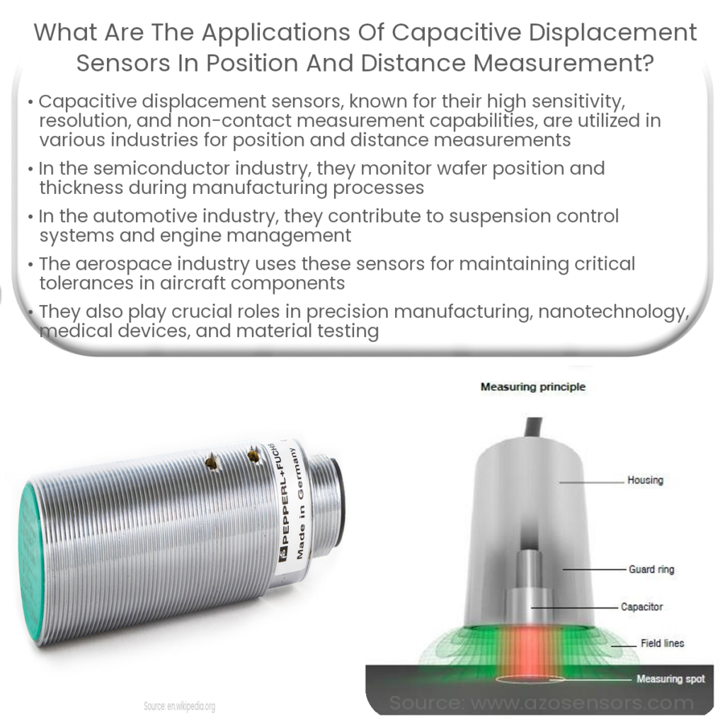 What are the applications of capacitive displacement sensors in position and distance measurement?