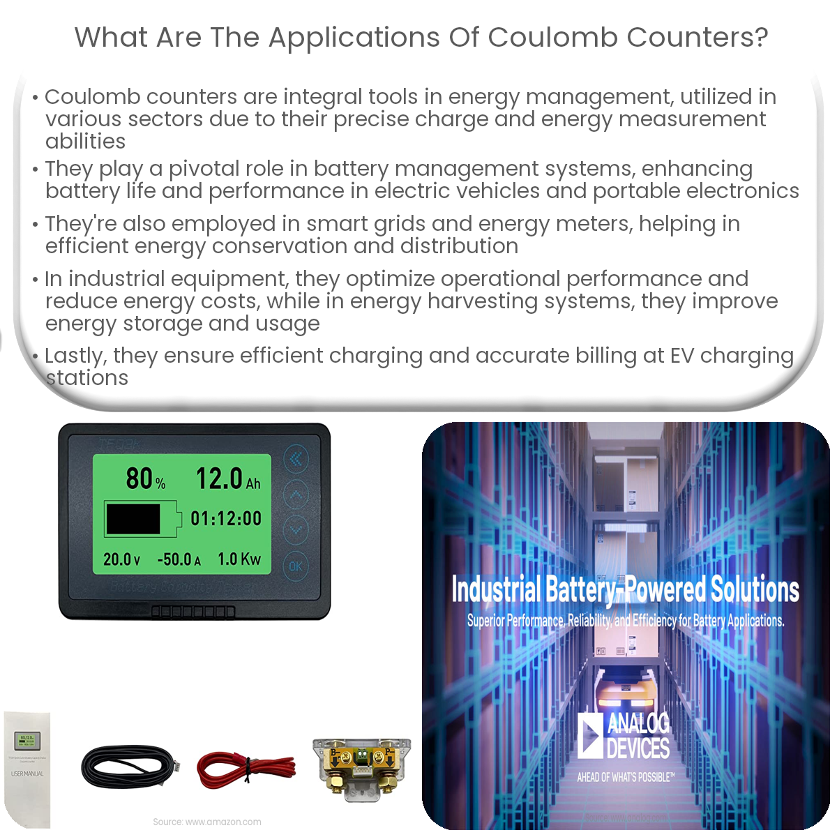 What are the applications of Coulomb counters?