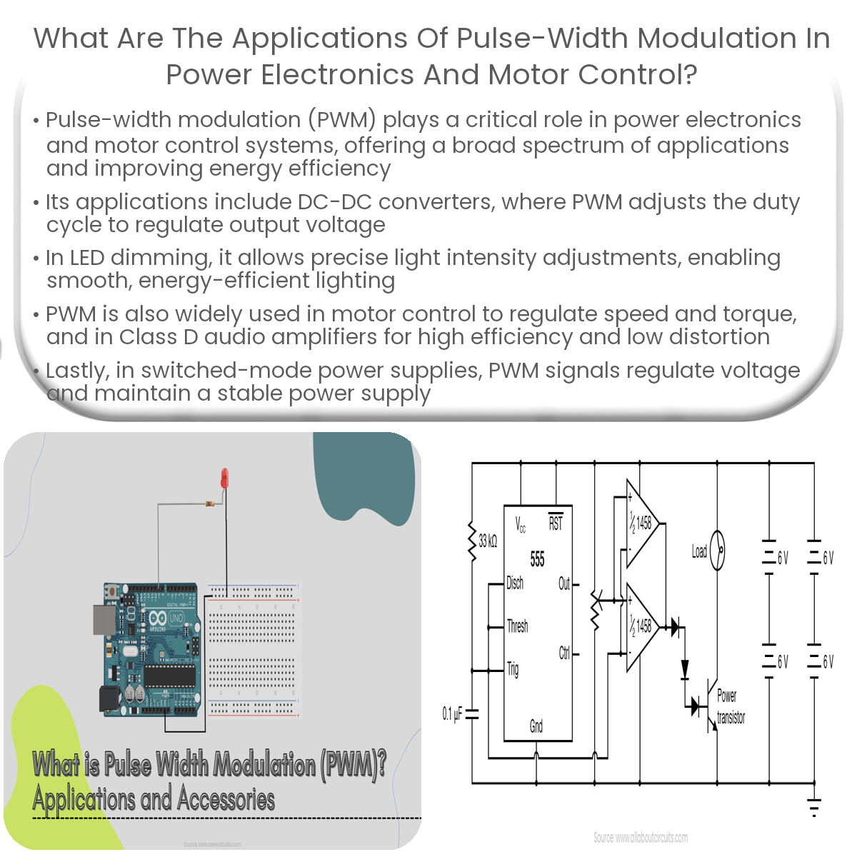 What are the applications of pulse-width modulation in power electronics and motor control?