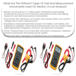Quais são os diferentes tipos de instrumentos de teste e medição utilizados para análise de circuitos elétricos?