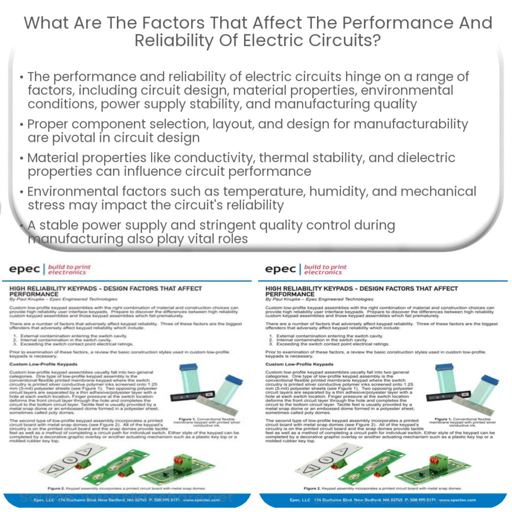 What are the factors that affect the performance and reliability of electric circuits?