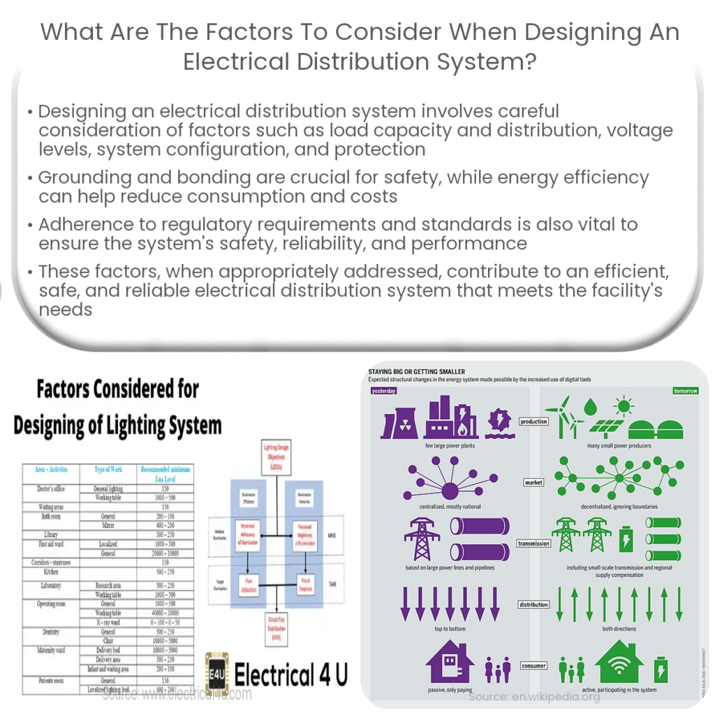 What are the factors to consider when designing an electrical distribution system?