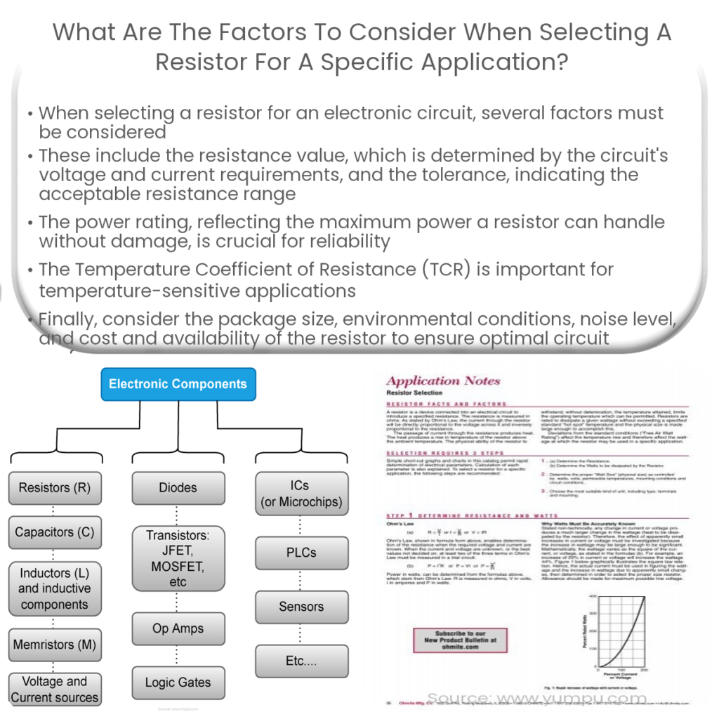 What are the factors to consider when selecting a resistor for a specific application?