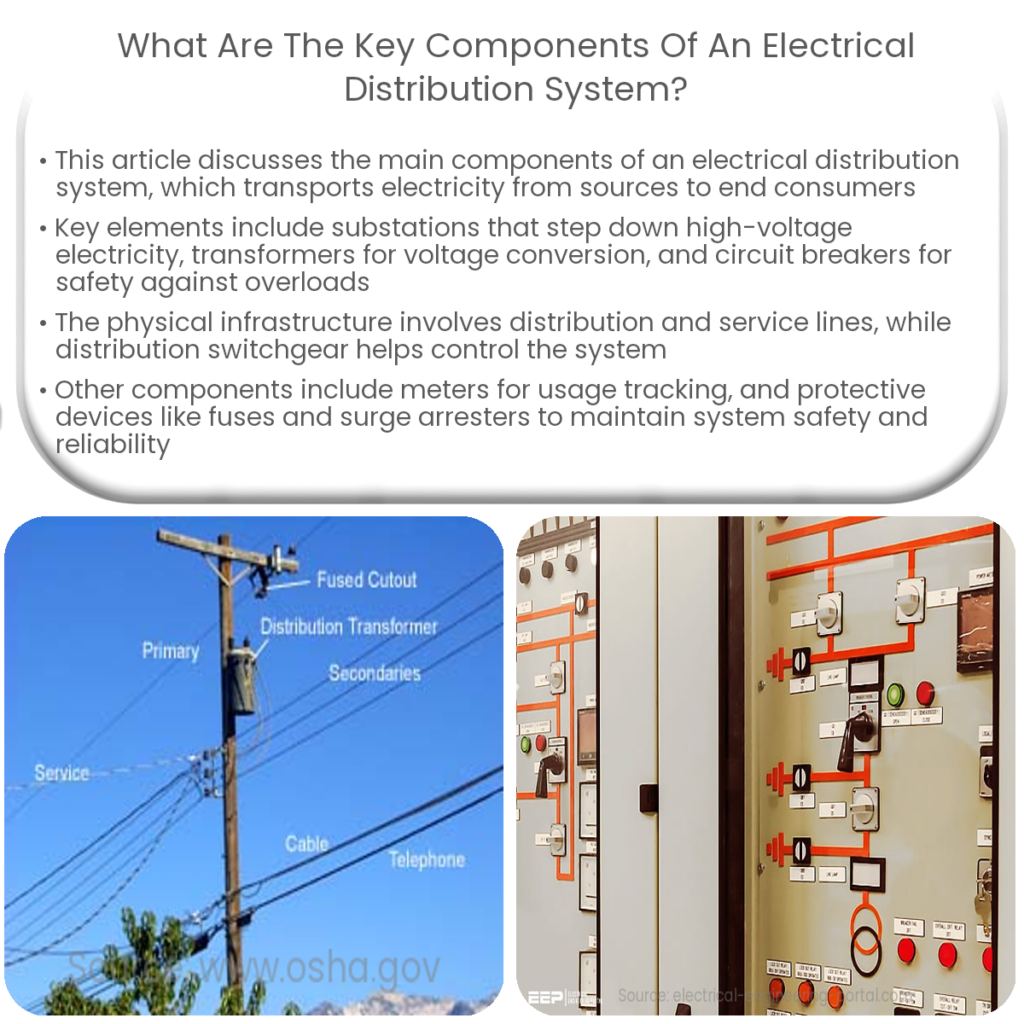 What are the key components of an electrical distribution system?