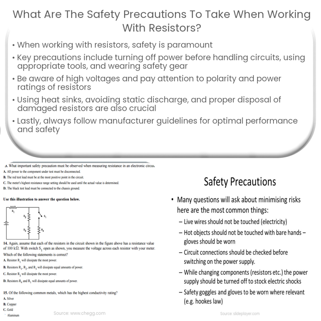 What are the safety precautions to take when working with resistors?
