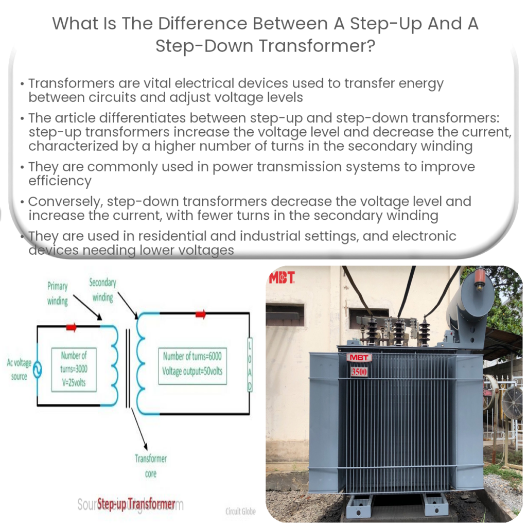 What is the difference between a step-up and a step-down transformer?