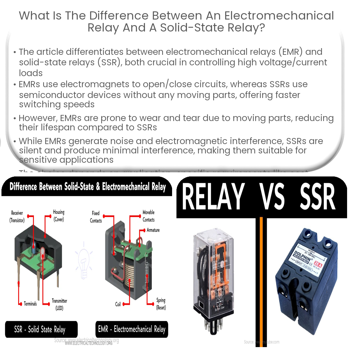 What is the difference between an electromechanical relay and a solid-state relay?