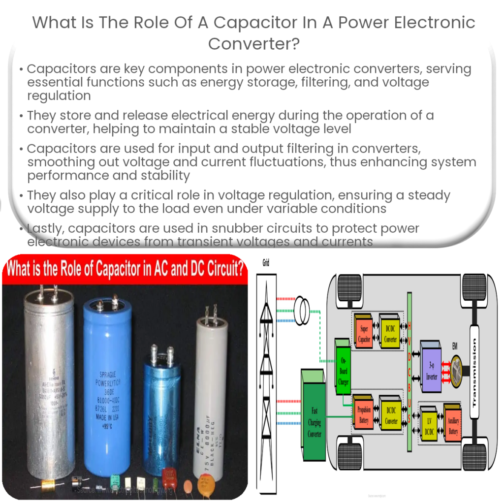 What is the role of a capacitor in a power electronic converter?