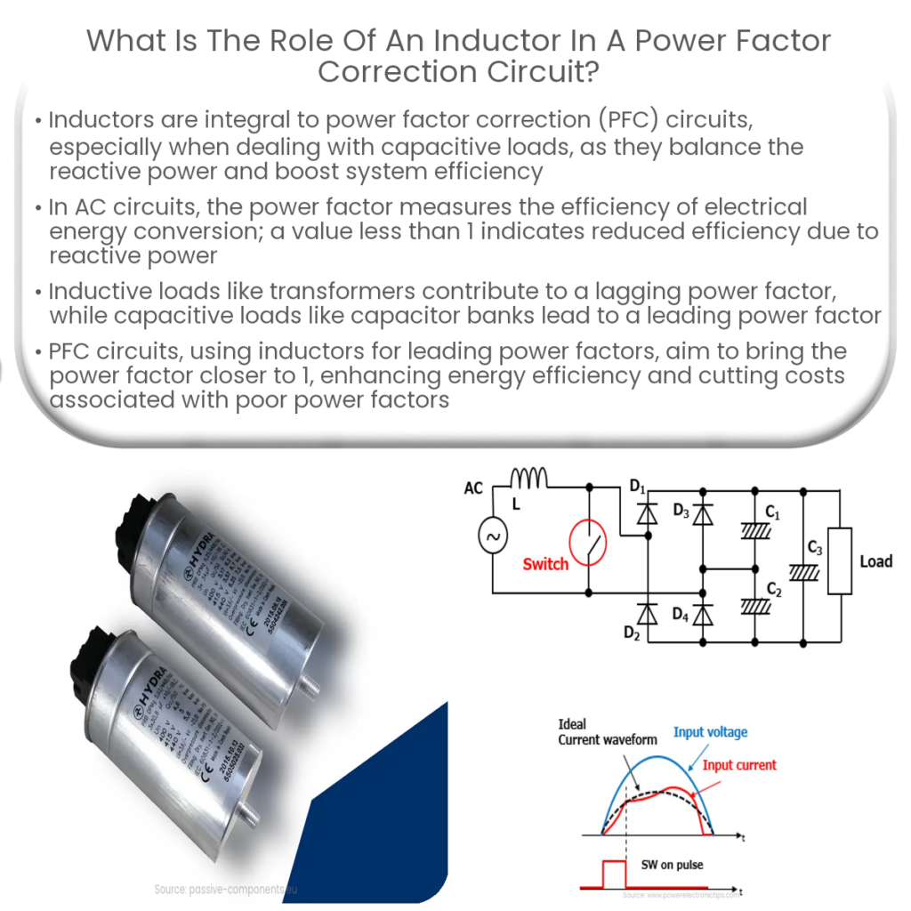 What is the role of an inductor in a power factor correction circuit?