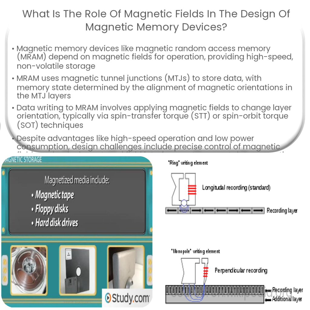 What is the role of magnetic fields in the design of magnetic memory devices?