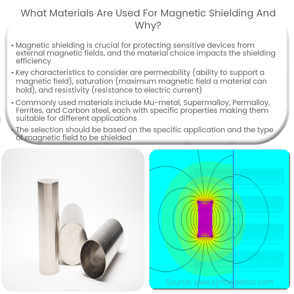 What materials are used for magnetic shielding and why?