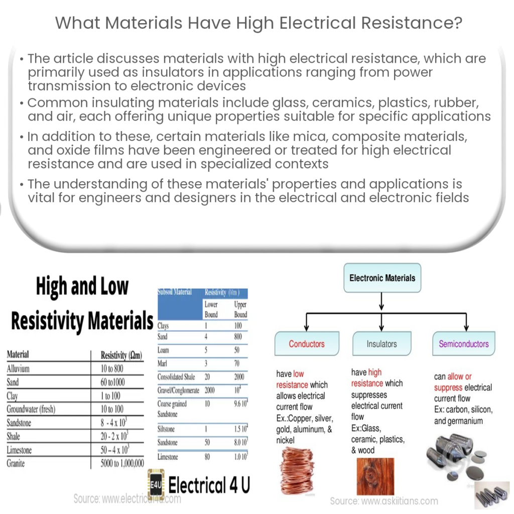 What materials have high electrical resistance?